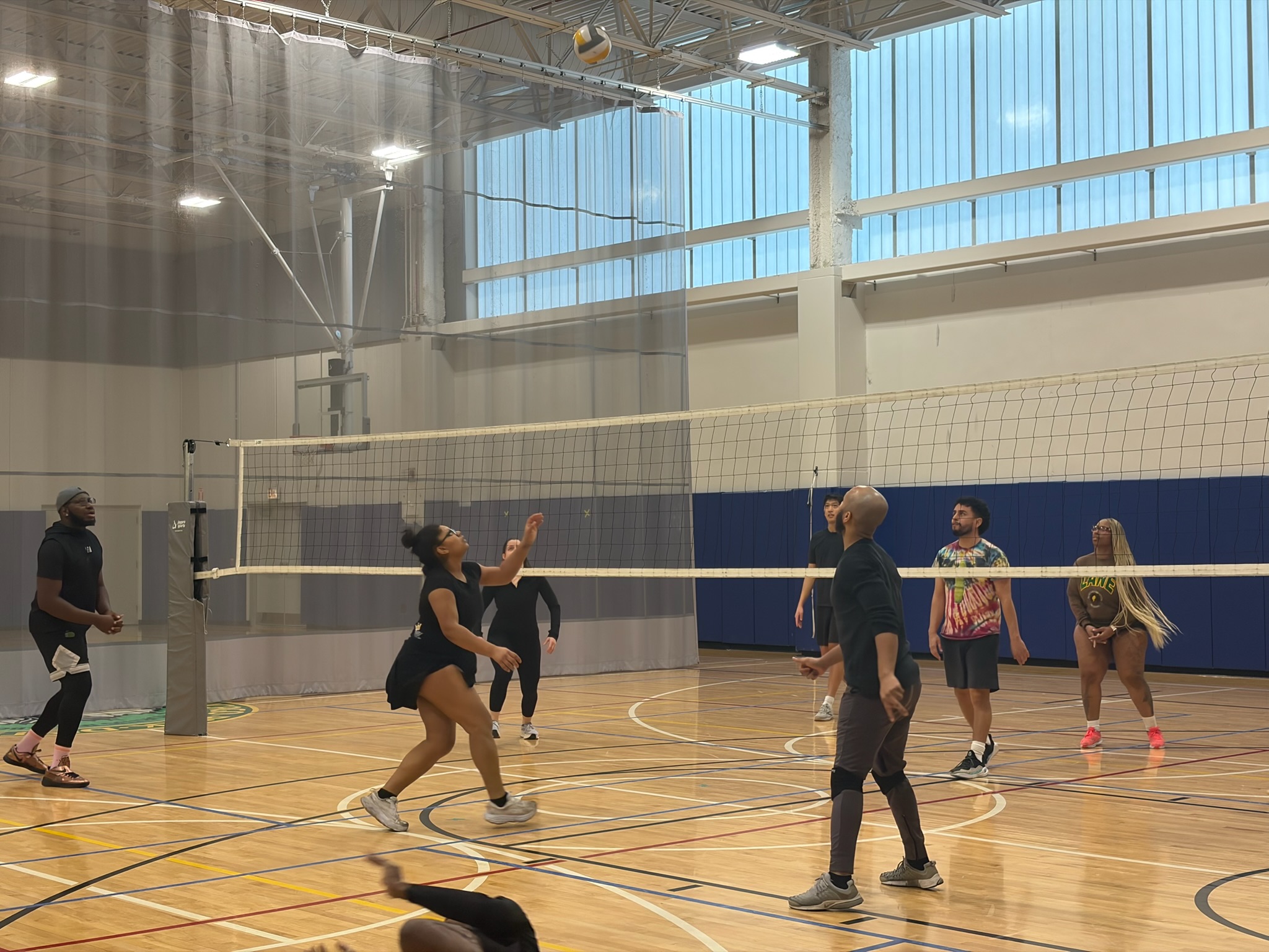 Indoor volleyball rally